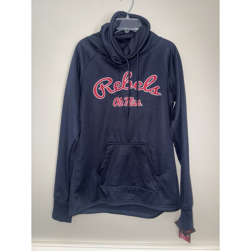 NWT Ole Miss Rebels Hoodie Women's Medium M Pullover Funnel Neck Blue BRAND NEW